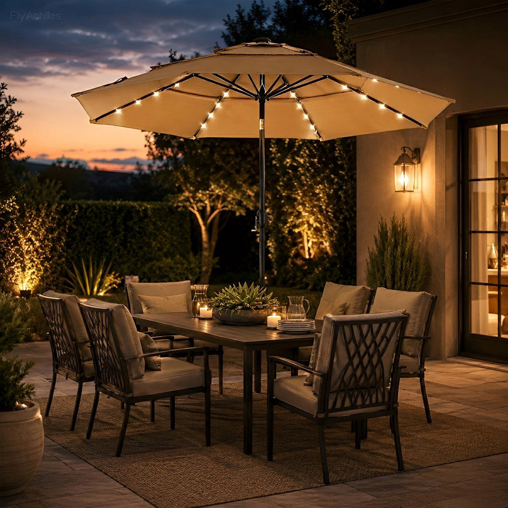 SolarCanopy 10FT 3-Tier Patio Umbrella with 32 LED Lights
