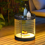 MeshGlow 19" Outdoor Floor Lamp with Table