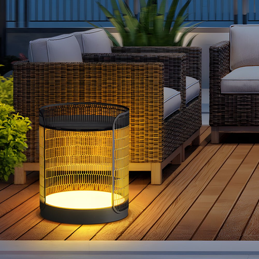 MeshGlow 19" Outdoor Floor Lamp with Table