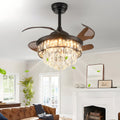 Noctis Crystal Retractable Ceiling Fan with LED Light
