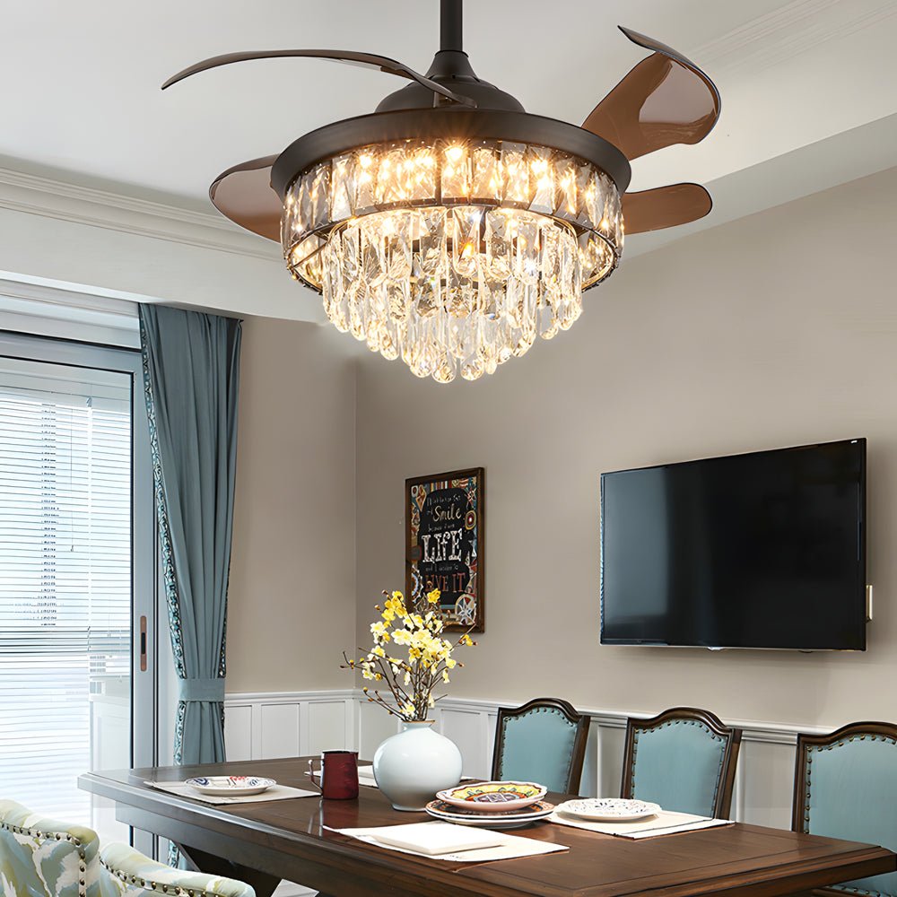 Noctis Crystal Retractable Ceiling Fan with LED Light