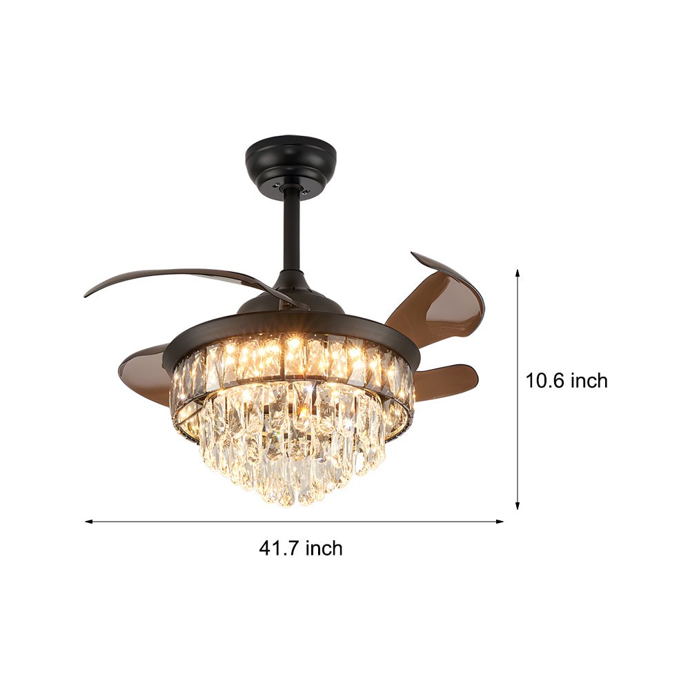 Noctis Crystal Retractable Ceiling Fan with LED Light