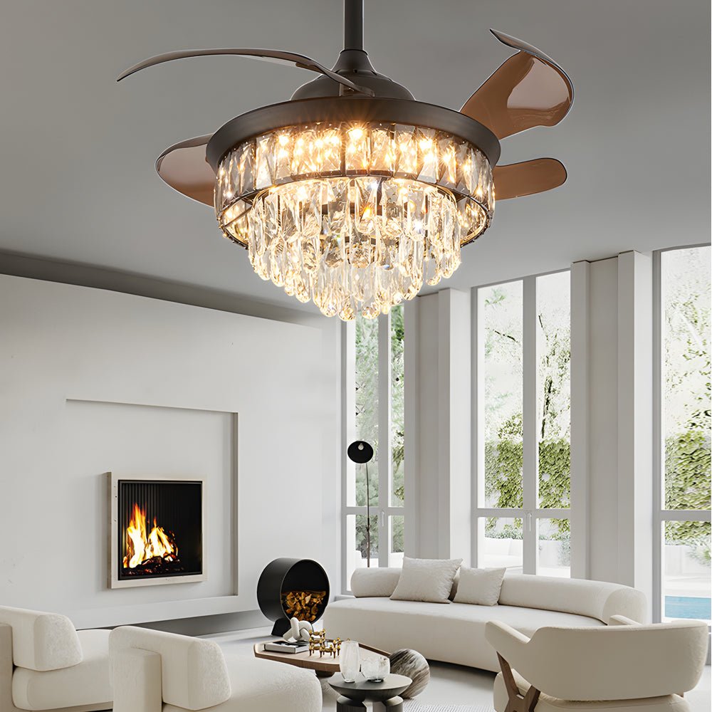 Noctis Crystal Retractable Ceiling Fan with LED Light