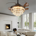 Noctis Crystal Retractable Ceiling Fan with LED Light