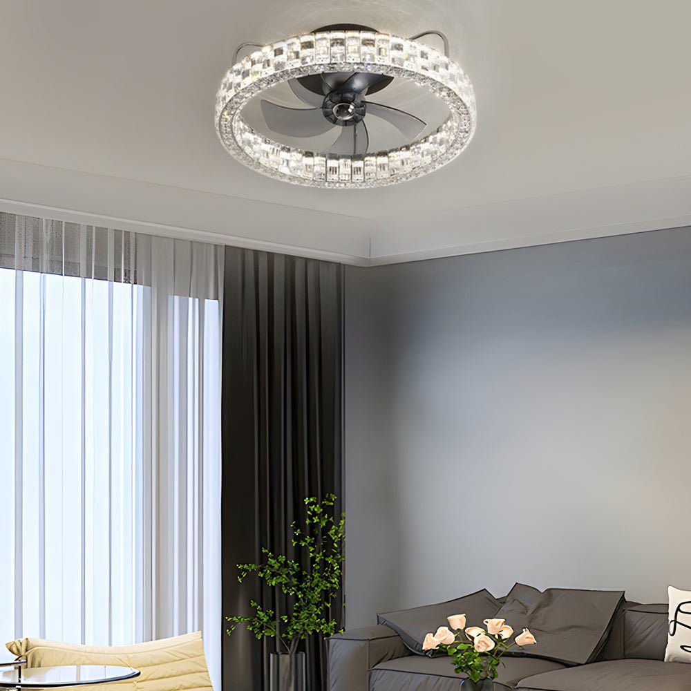 Cristara Crystal LED Low-Profile Ceiling Fan