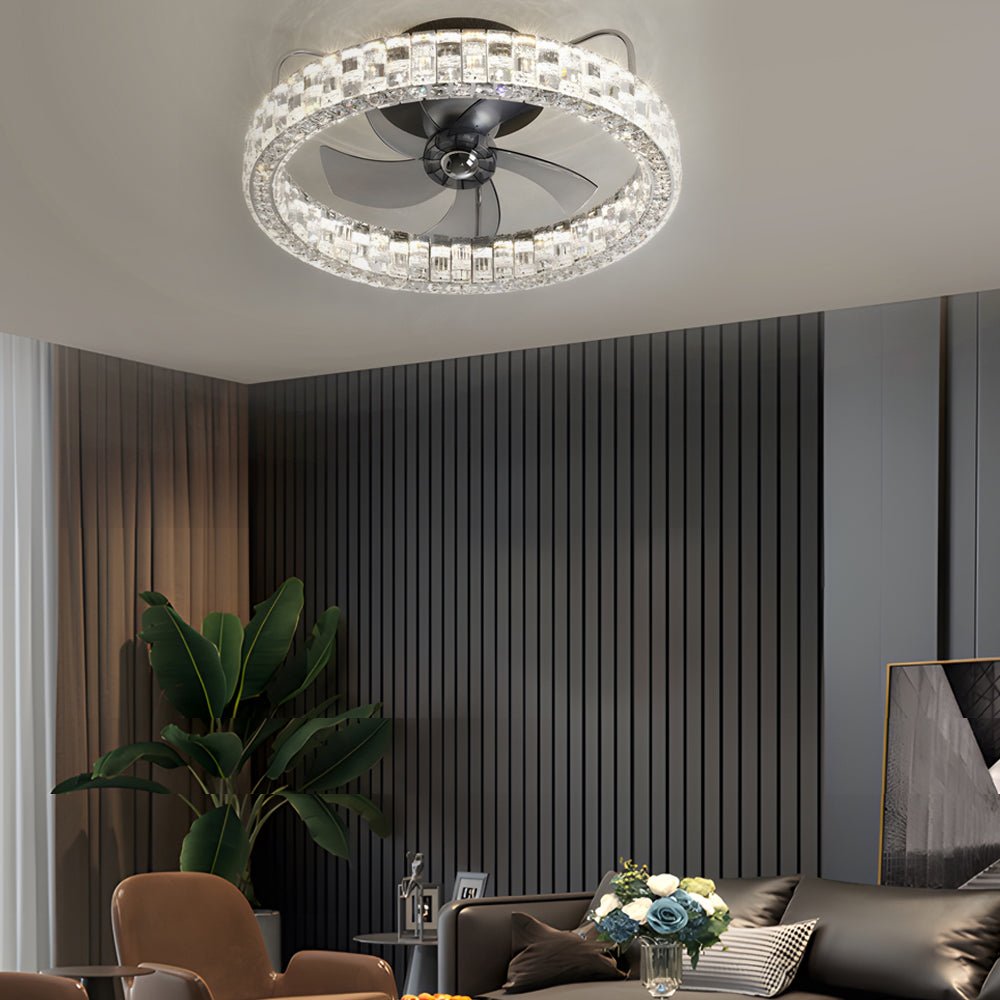 Cristara Crystal LED Low-Profile Ceiling Fan