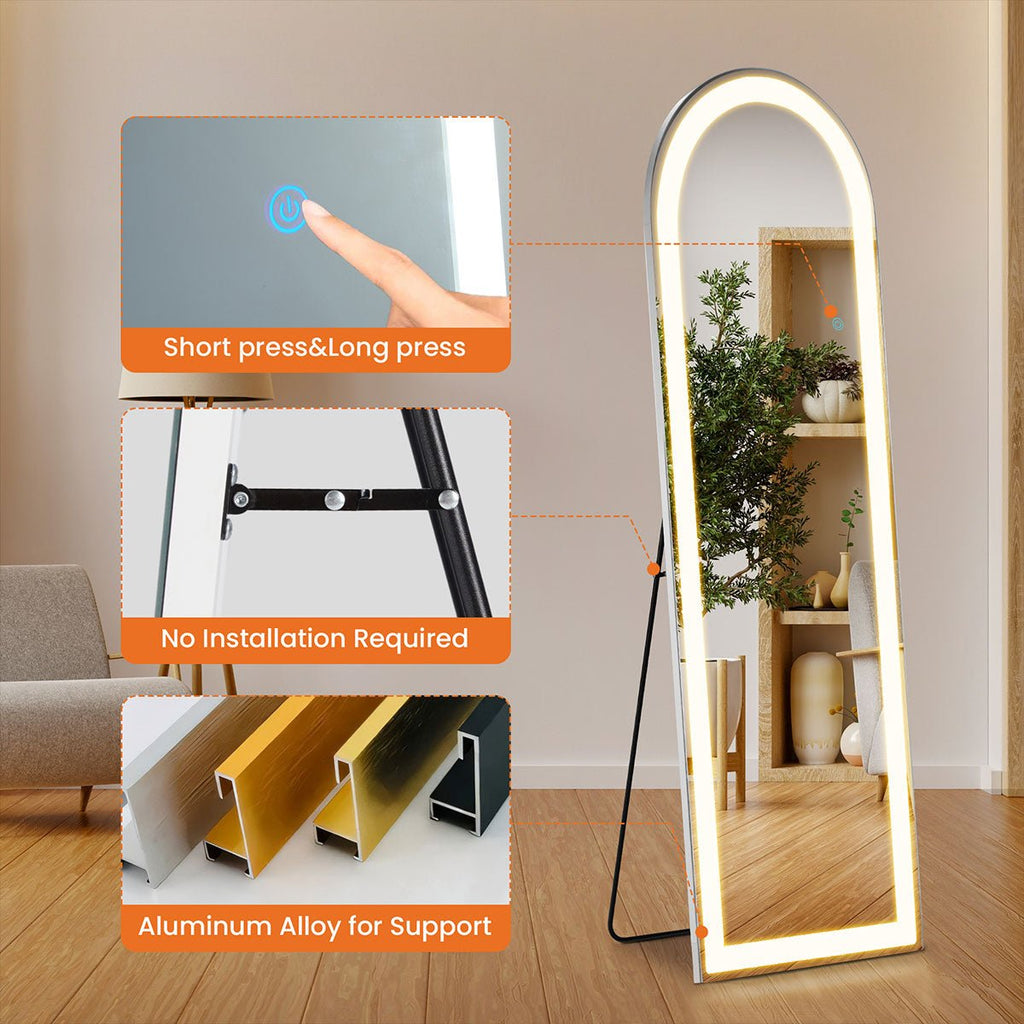 Lumina Dimmable LED Full-Length Floor Mirror with Stand