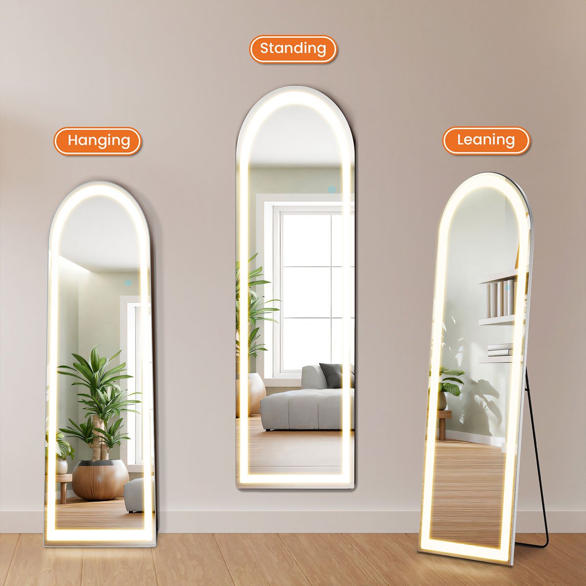 Lumina Dimmable LED Full-Length Floor Mirror with Stand