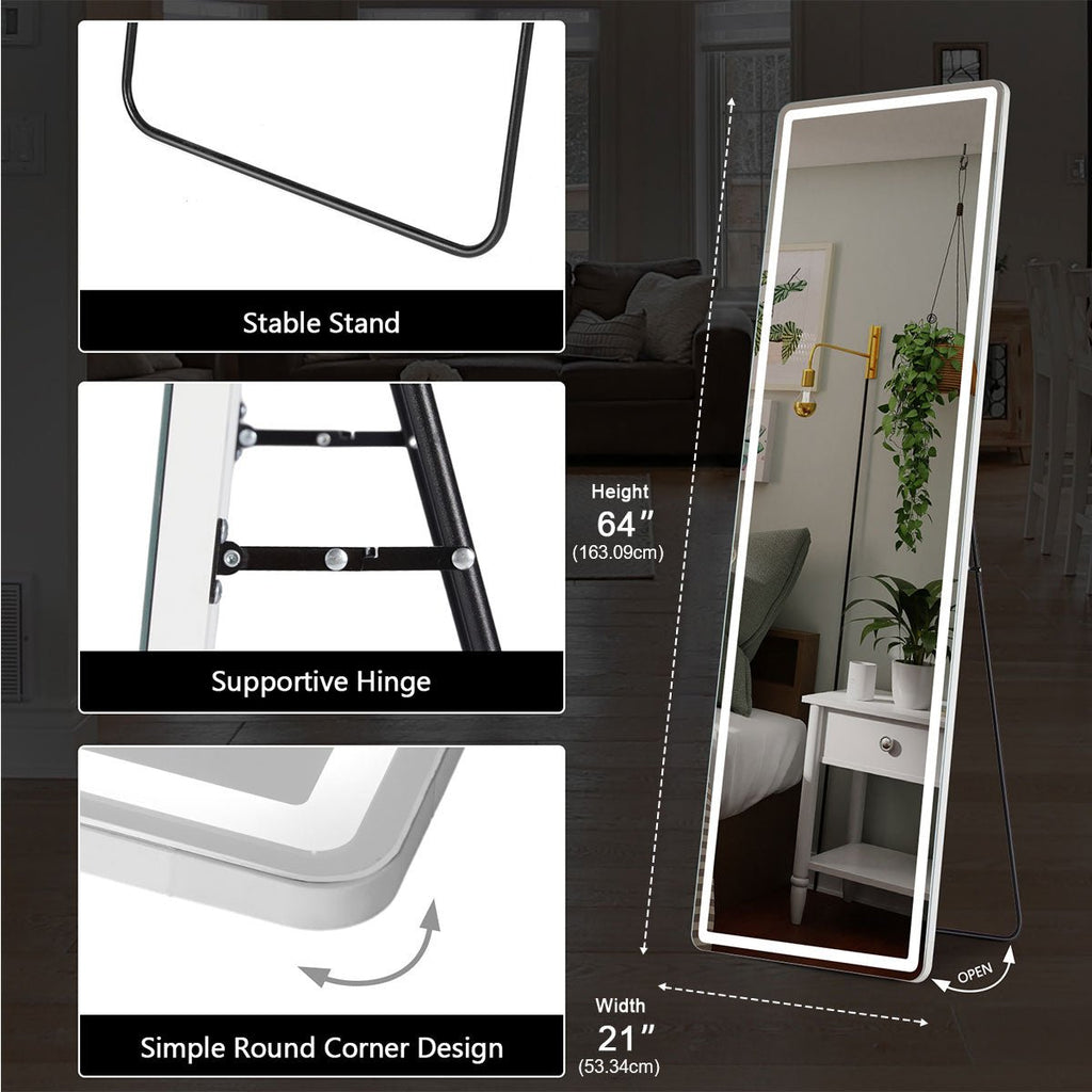 Lumina Dimmable LED Full-Length Floor Mirror with Stand