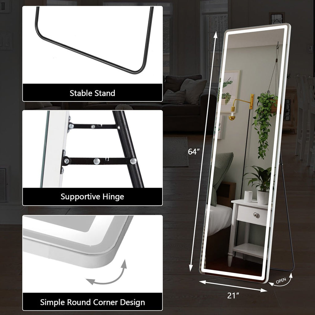 Lumina Dimmable LED Full-Length Floor Mirror with Stand