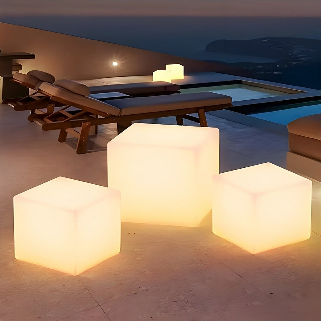 Cubix RGB Solar Outdoor Cube Floor Lamp