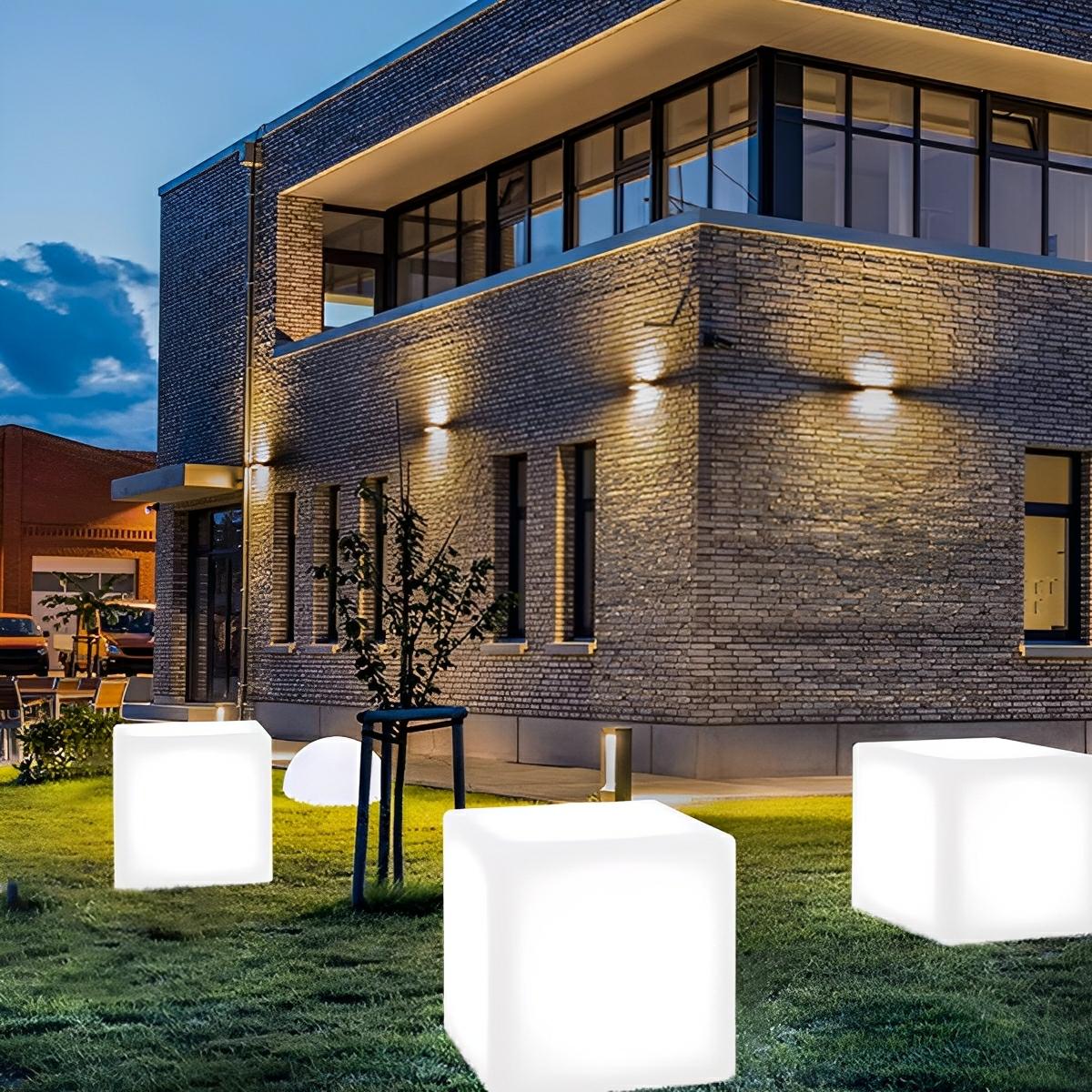 Cubix RGB Solar Outdoor Cube Floor Lamp