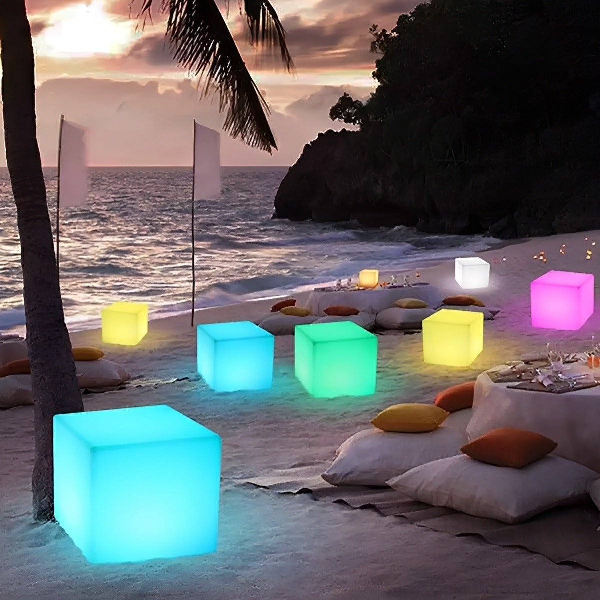 Cubix RGB Solar Outdoor Cube Floor Lamp