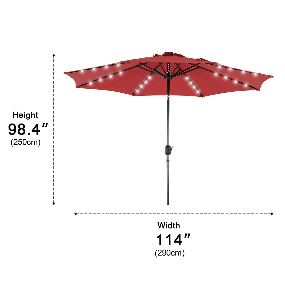 SolArc 9.5FT Solar LED Patio Umbrella with Tilt Adjustment