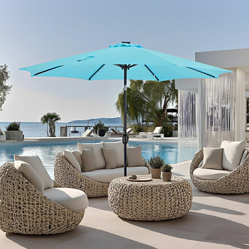 SolArc 9.5FT Solar LED Patio Umbrella with Tilt Adjustment