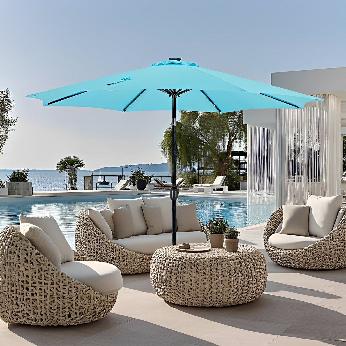 SolArc 9.5FT Solar LED Patio Umbrella with Tilt Adjustment