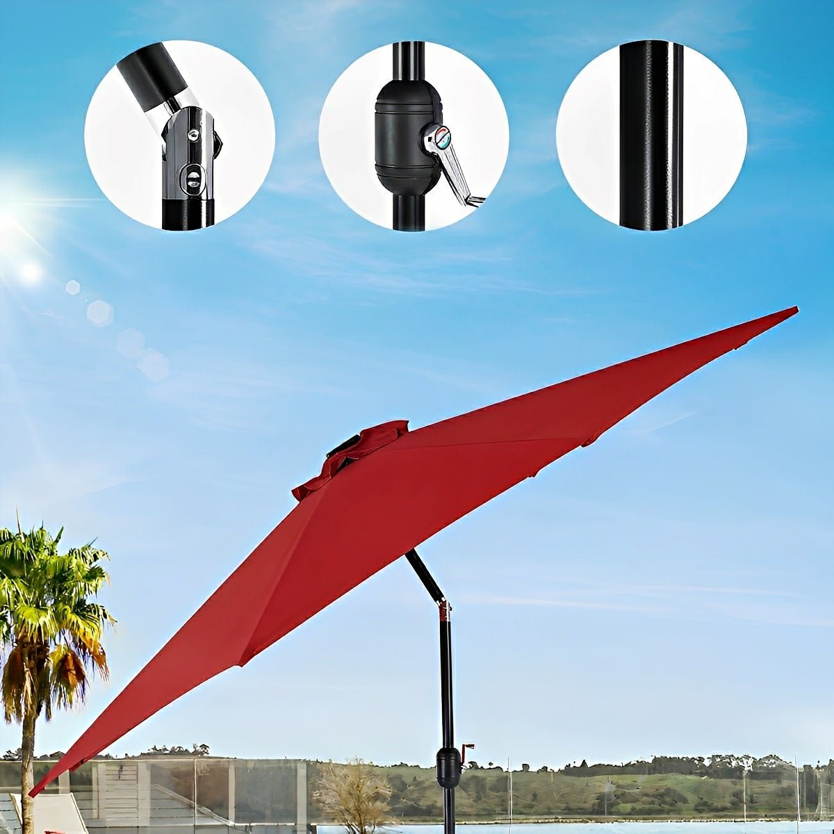 SolArc 9.5FT Solar LED Patio Umbrella with Tilt Adjustment