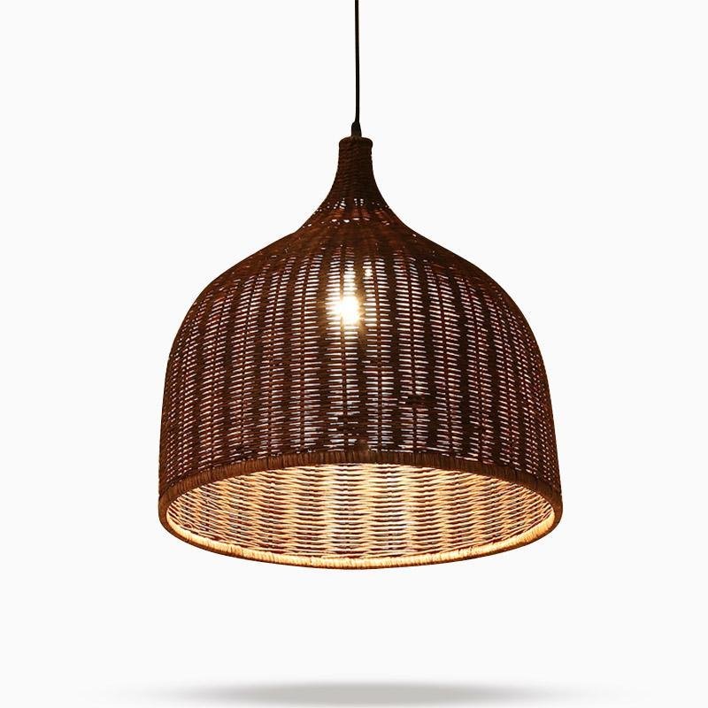 Savanna Bell-Shaped Rattan Pendant Light