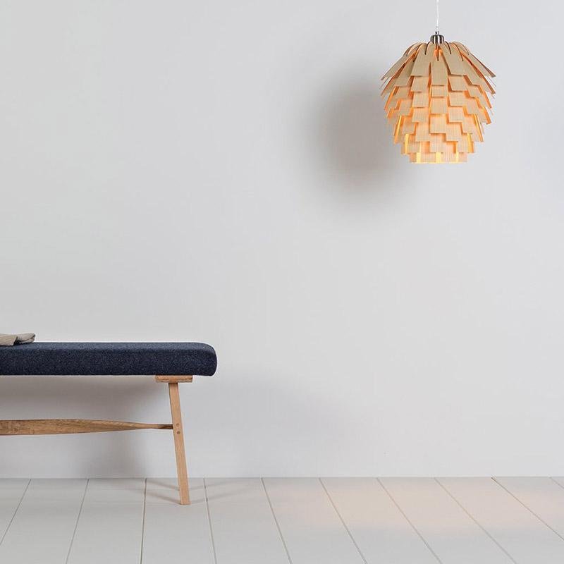 Artichoke Wood Rustic Pendant Light, 16''