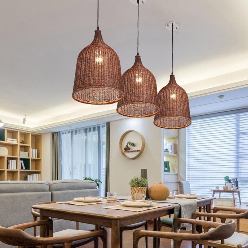 Savanna Bell-Shaped Rattan Pendant Light