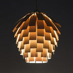 Artichoke Wood Rustic Pendant Light, 16''