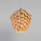 Artichoke Wood Rustic Pendant Light, 16''