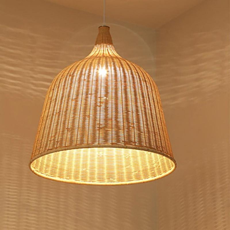 Savanna Bell-Shaped Rattan Pendant Light
