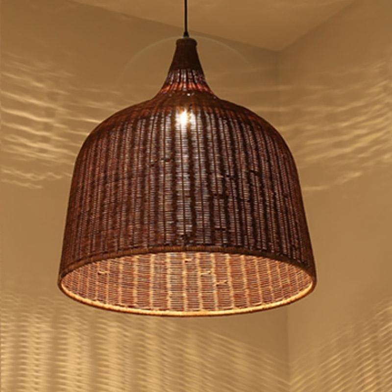 Savanna Bell-Shaped Rattan Pendant Light