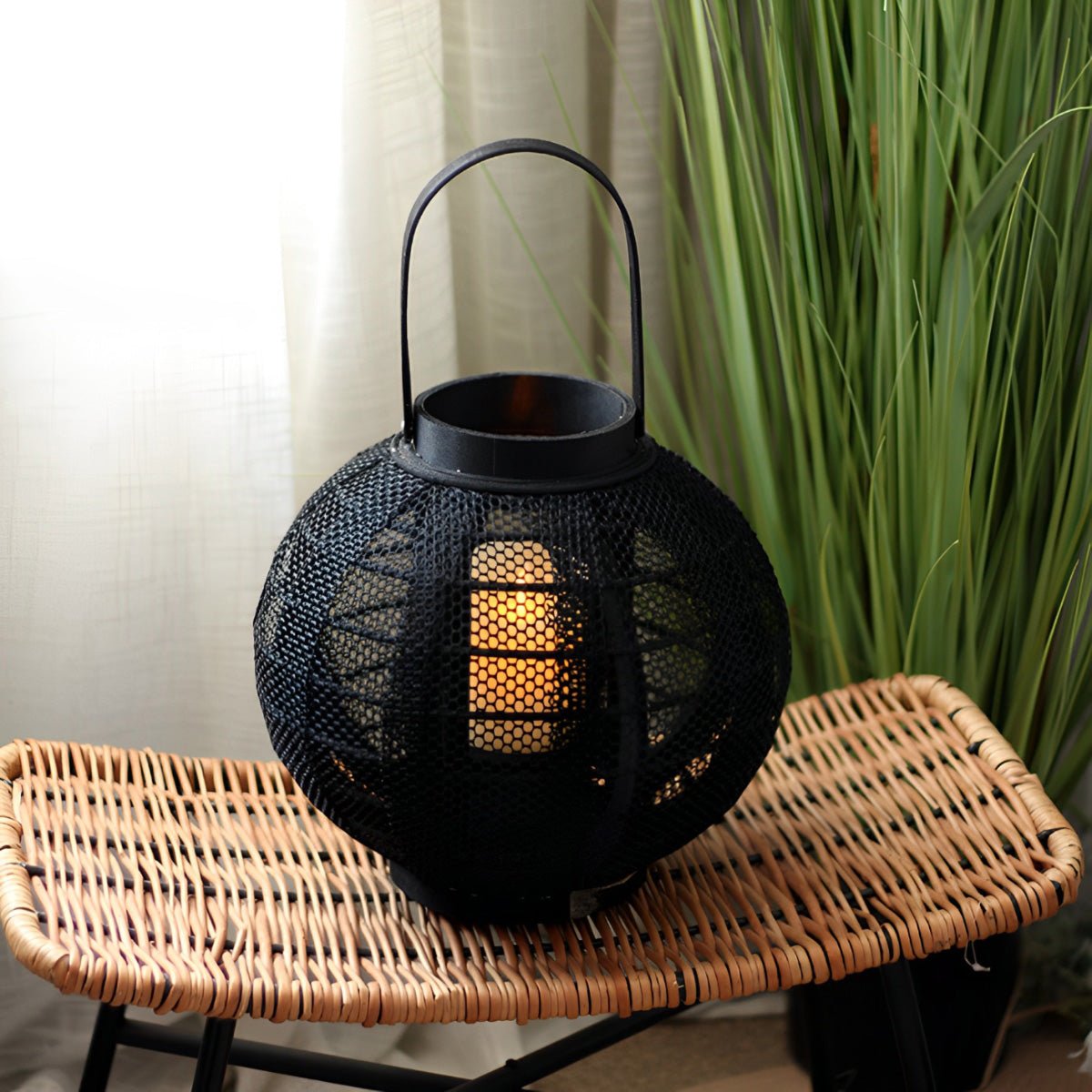 Emberglow Wood LED Candle Lantern Floor Lamp