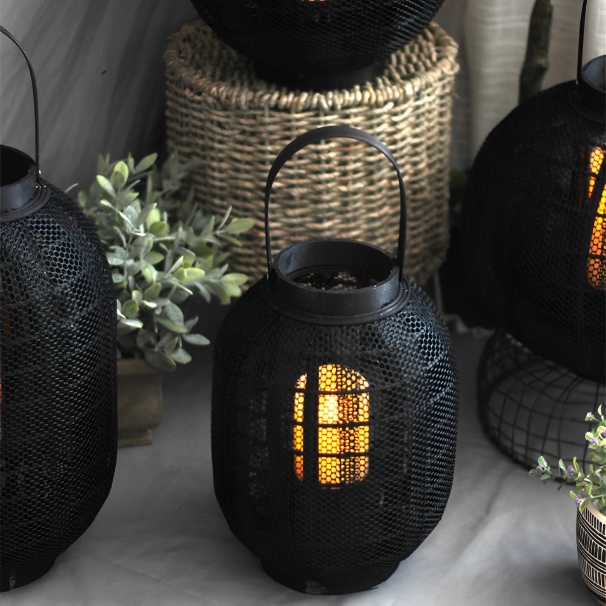 Emberglow Wood LED Candle Lantern Floor Lamp