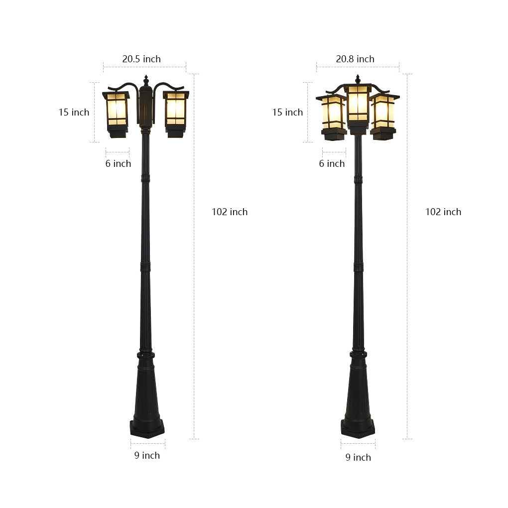 Duvane Twin-Head Black Outdoor Post Light