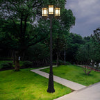 Duvane Twin-Head Black Outdoor Post Light
