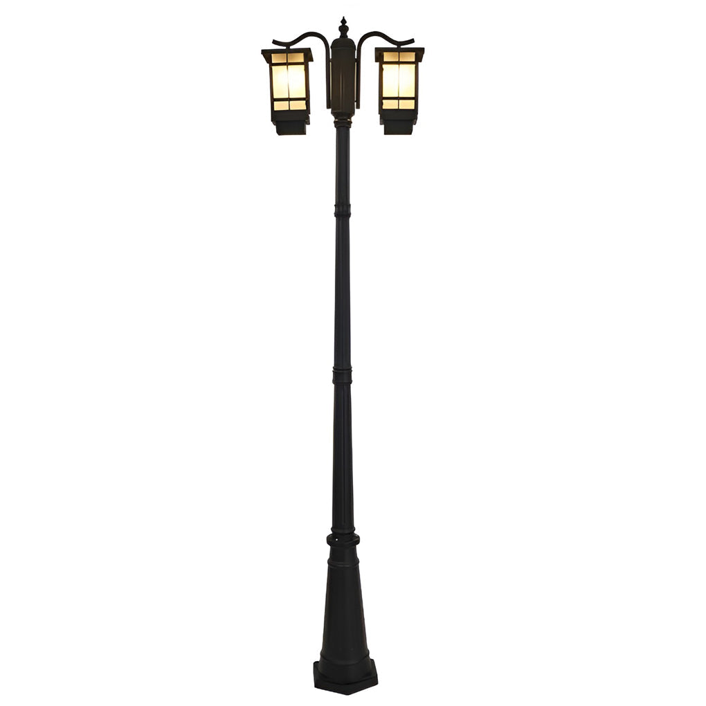 Duvane Twin-Head Black Outdoor Post Light