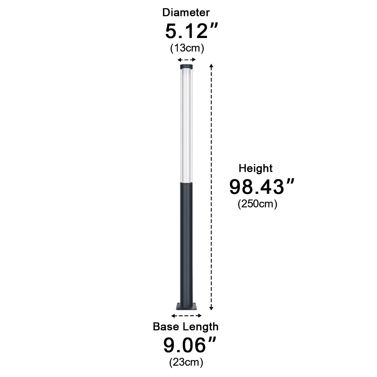Monolith Black LED Outdoor Pathway Pole Light