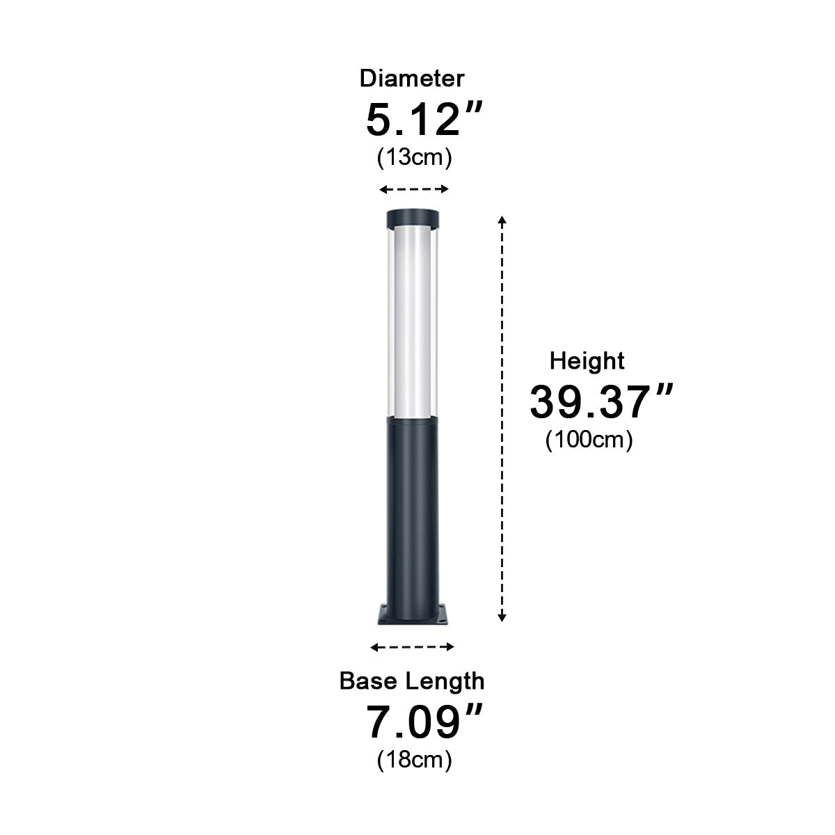 Monolith Black LED Outdoor Pathway Pole Light