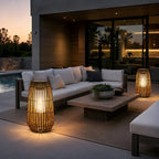 WovenGlow Handmade Rattan Hanging Lantern LED Outdoor Light