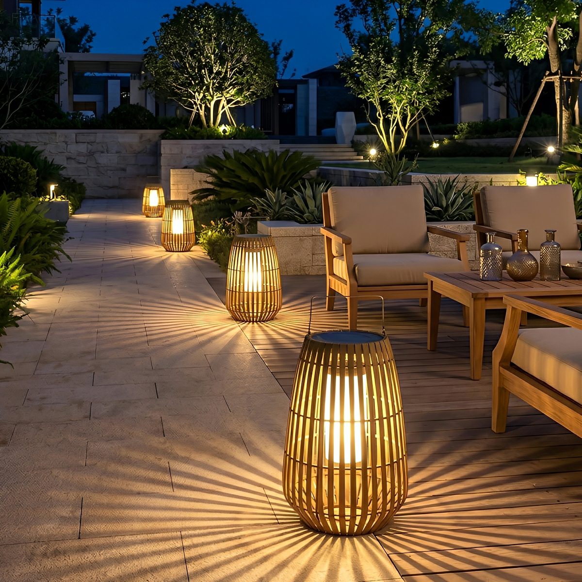 WovenGlow Handmade Rattan Hanging Lantern LED Outdoor Light
