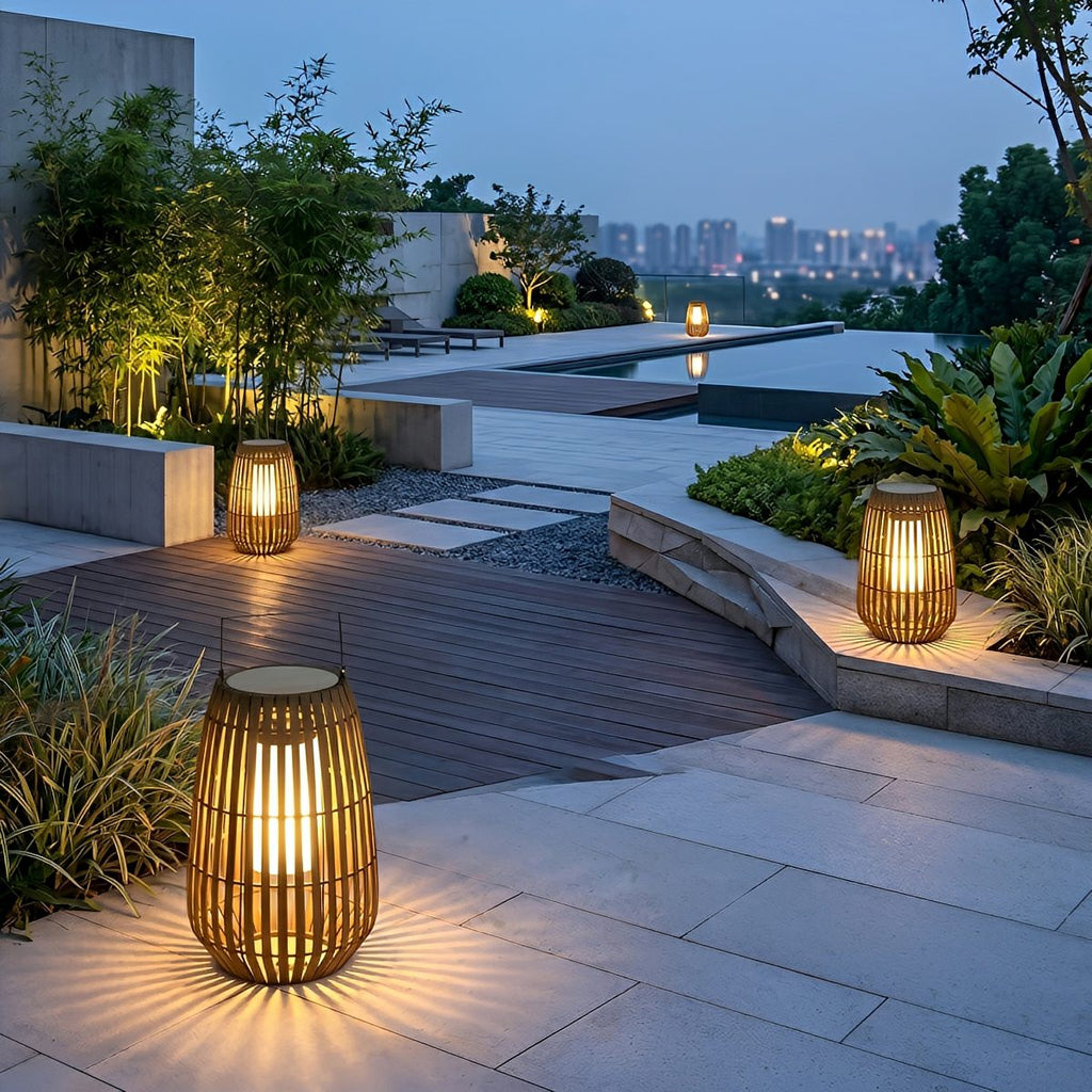 WovenGlow Handmade Rattan Hanging Lantern LED Outdoor Light