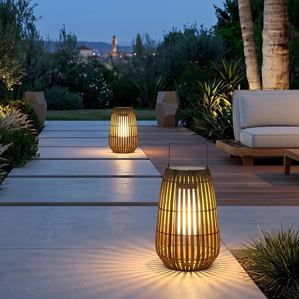 WovenGlow Handmade Rattan Hanging Lantern LED Outdoor Light