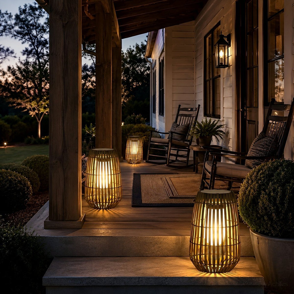 WovenGlow Handmade Rattan Hanging Lantern LED Outdoor Light