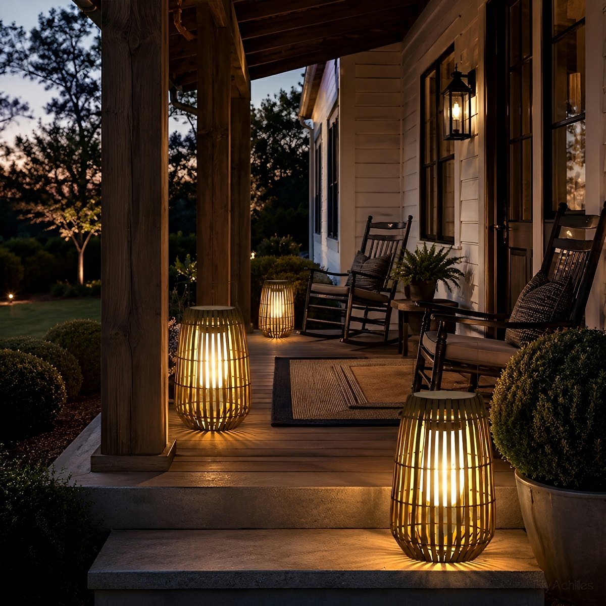 WovenGlow Handmade Rattan Hanging Lantern LED Outdoor Light