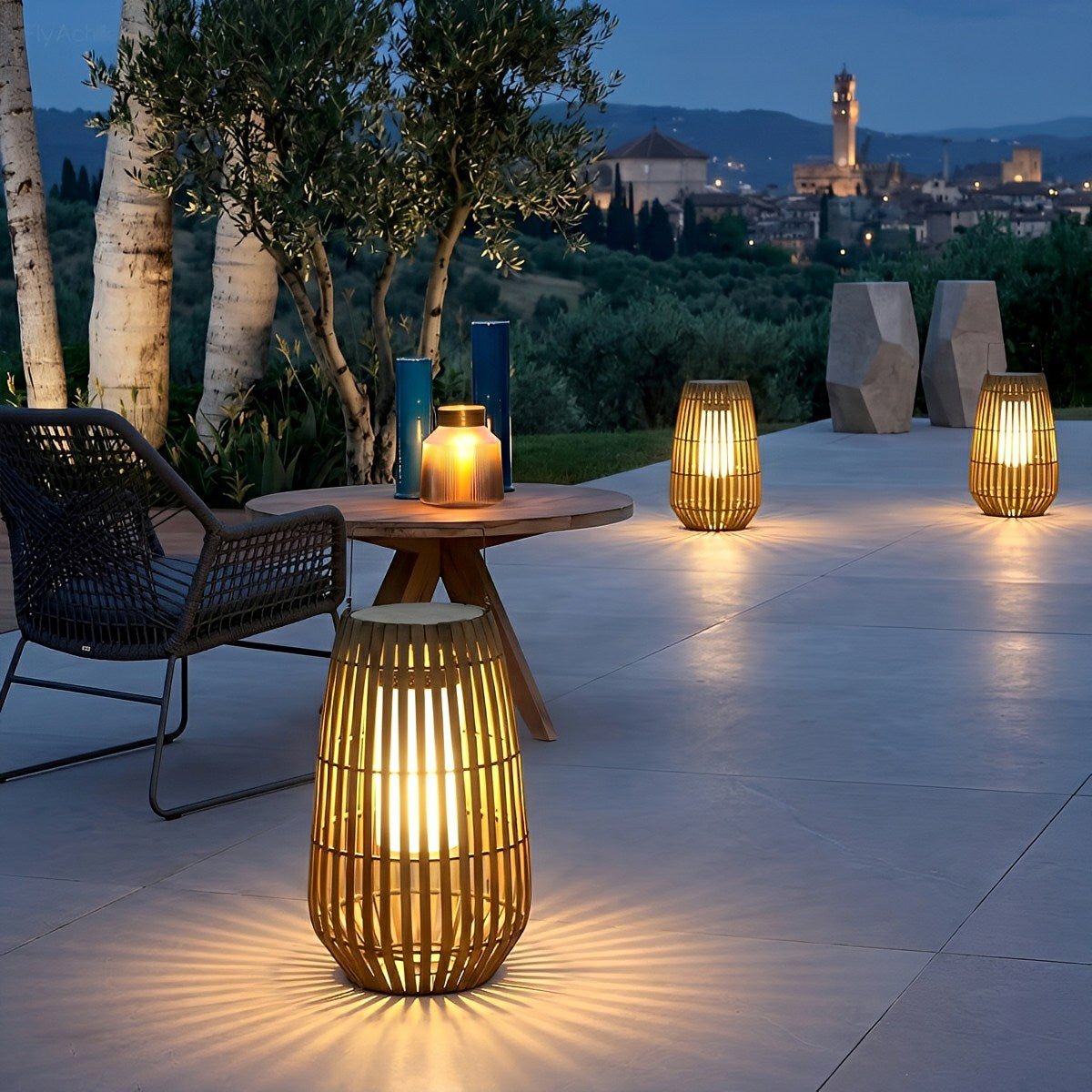 WovenGlow Handmade Rattan Hanging Lantern LED Outdoor Light