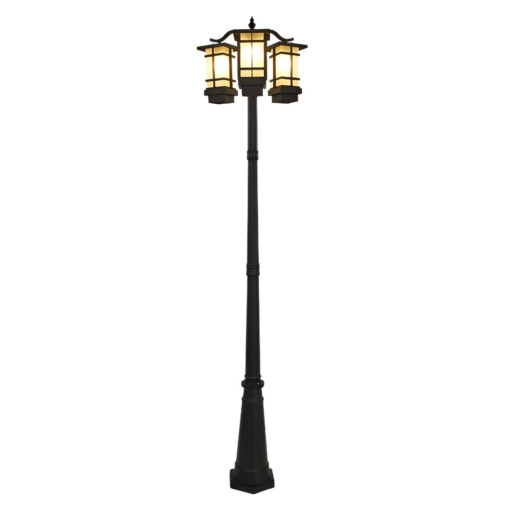 Duvane Twin-Head Black Outdoor Post Light
