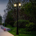 Duvane Twin-Head Black Outdoor Post Light