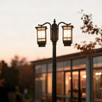 Duvane Twin-Head Black Outdoor Post Light