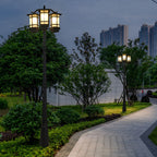 Duvane Twin-Head Black Outdoor Post Light