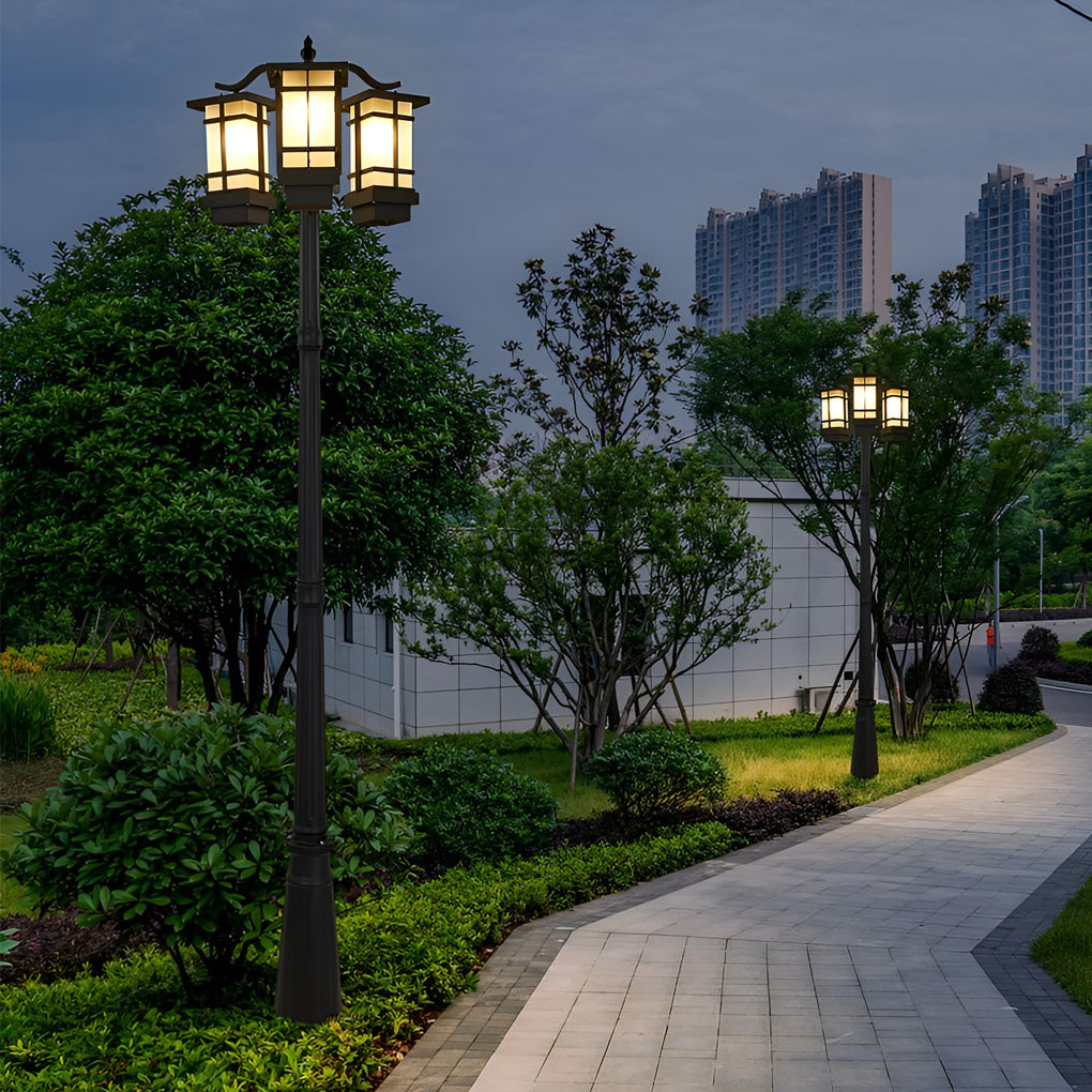 Duvane Twin-Head Black Outdoor Post Light