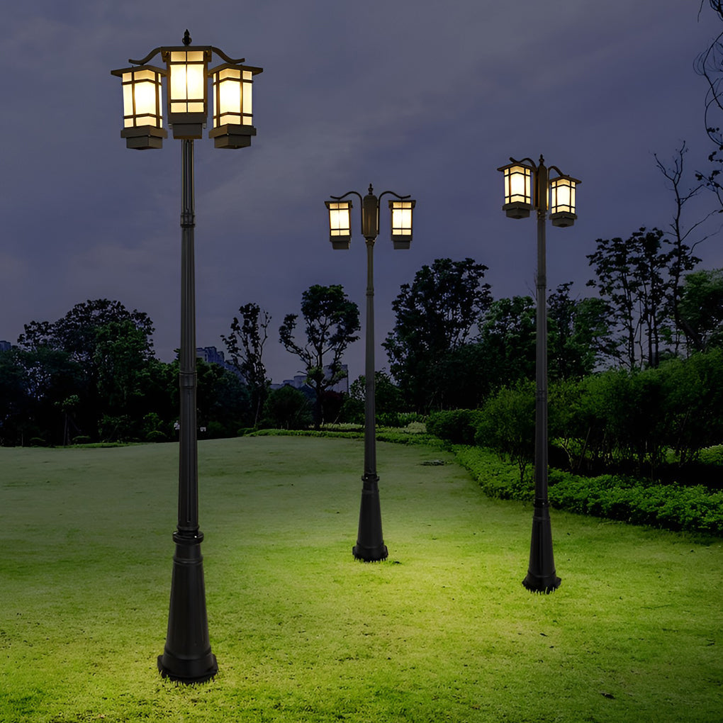 Duvane Twin-Head Black Outdoor Post Light